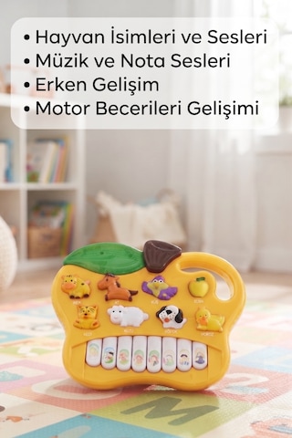 Neşeli Çiftlik Piyanom: Eğitici Ses Ve Müzikli Hayvanları Tanıyalım Ve Müzik Yapalım Sarı