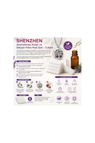 Shenzhen Aromaterapi Kolye Ve Difüzör Filtre Pedi Seti 5 Adet Renkli Keçe Yedek Filtre Uçucu Esansiyel Yağlar İçin Uyumlu, Yeniden Değiştirilebilir 10 Cm X 0.5 Cm Beyaz