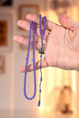 Tesbihkenti Küçük Boy Açık Mor Renk 99'Luk Ateş Kehribar