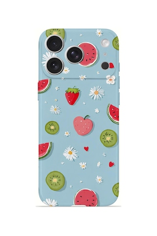 Apple iPhone Uyumlu 17 Pro Max Vorian İnce Kamera Korumalı Mika Kılıf Fruit Confetti Sky Fruit Confetti Sky Mika