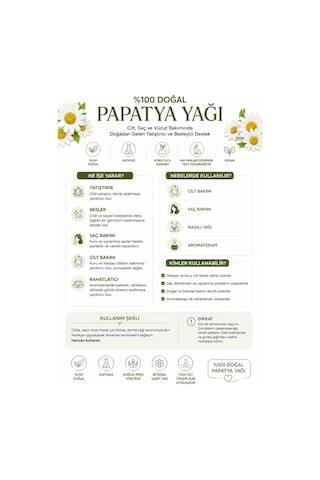 Papatya Yağı 20 Ml Cilt, Saç Ve Masaj Bakımı İçin %100 Doğal Bitkisel Yağ