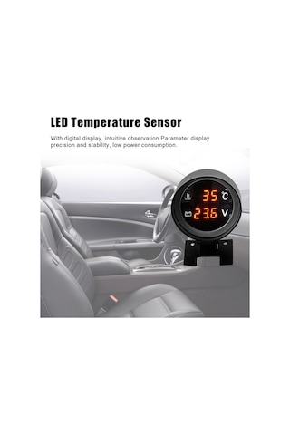 Leezsing 12v/24v Araba Isı Ve Voltaj İkili Dijital Göstergesi, Kırmızı Ekran, Titreşime Dayanıklı, Kolay Kurulum