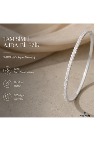 E-gümüş 925 Ayar Gümüş Simli Ajda Bilezik