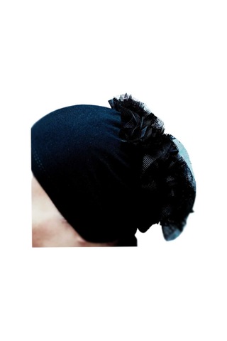 Fırfırlı Bone , Hijab , Bone , Topuz , Siyah Penye Bone Renkli Çok Renkli