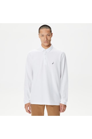 Nautica Erkek Beyaz Classic Fit Uzun Kollu Polo Düz K37351t Beyaz