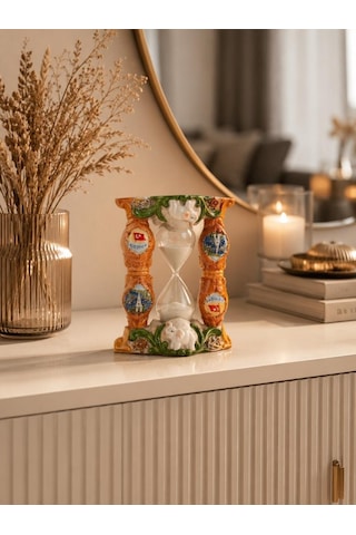 Dekoratif Seramik Kum Saati Fil Figürlü Masaüstü Biblo Ev Ofis Sehpa Konsol Dekoru 17x14 Cm 93849182