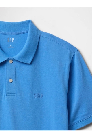 Logo Piqué Polo Yaka Erkek T-shirt Mavi-7583 Mavi