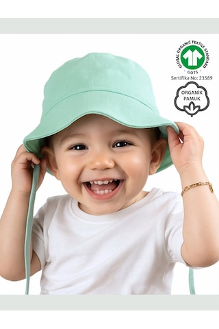 Organik Pamuk Müslin Bebek Şapkası - Mint