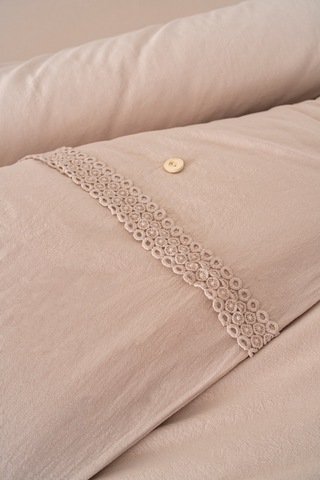 Grace Cappuccino Güpürlü Çift Kişilik %100 Pamuklu Nevresim Seti - 6 Parça Çeyiz Seti Cappuccino