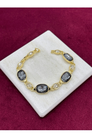 Parlak Koyu Ve Açık Renkli Taşlardan Oluşan Gold Bileklik Gold
