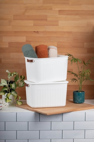 Finehome Boxy 2'li Çok Amaçlı Kutu 15lt Beyaz