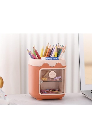 Mini Dolap Tasarımlı Kalemlik Sarı