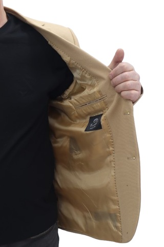 Twenhil Dmctekstil Erkek Ckt-200 Düz Klasik Kesim Normal Kalıp Çift Düğme Blazer Ceket Camel