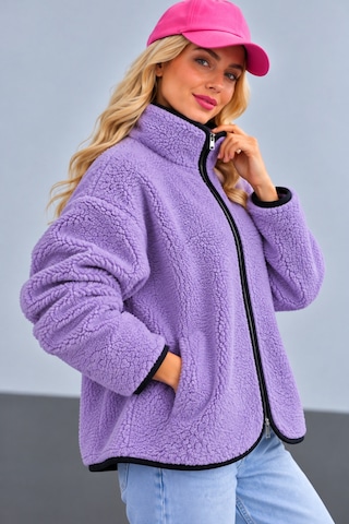 Fiolin Tedy Welsoft Fermuarlı Ceket Lila