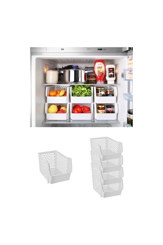 Bayev 5 Katlı Ayrılabilir Banyo Mutfak Rafı Toparlayıcı Buzdolabı Organizeri Beyaz