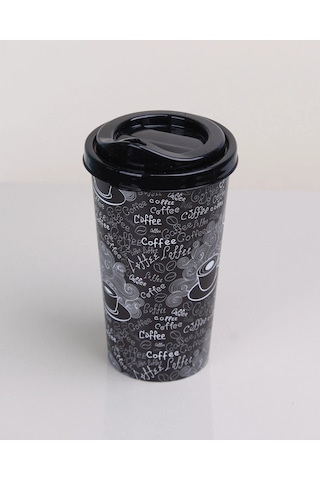 4 Adet Kahve Bardağı - Kapaklı Desenli 400ml