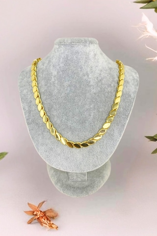 Gold Renkli Çelik Arpa Model Zincir Kolye Bileklik Set Altın