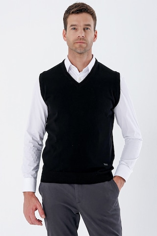 İmza V Yaka Cepsiz Slim Fit Classic Yünlü Triko Süeter 1012255003 Siyah