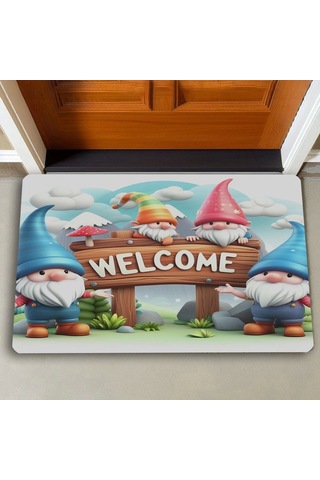 Valerine Life Sevimli Cüceler Welcome Kapı Önü Paspası 45x70cm