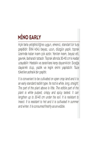 Agrodal Tarım Doğal Beyaz Uzun Turp Mino Early 500 Adet Tohum Sku: Smgstkde44c872b5 Açık Gri
