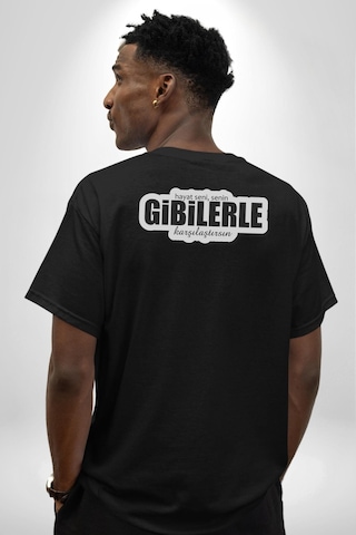Hayat Seni, Senin Gibilerle Karşılaştırsın Yazılı Pamuklu Unisex Oversize Sırt Dijital Baskılı Siyah T-shirt Siyah