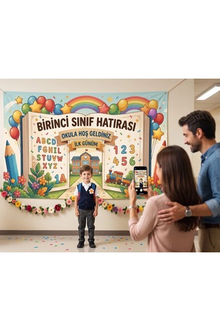 Birinci Sınıf Hatırası Okul Posteri Kendinden Yapışkanlı Duvar Folyosu 270x135 Cm