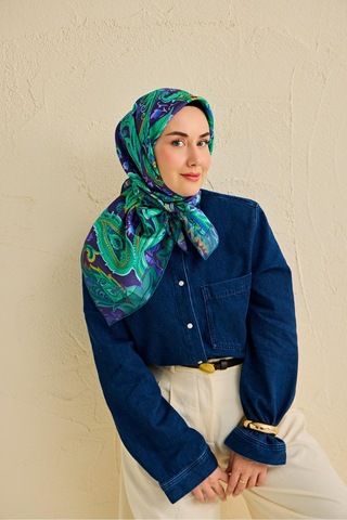 Silk Home Twill İpek Eşarp 11504-01 Lacivert