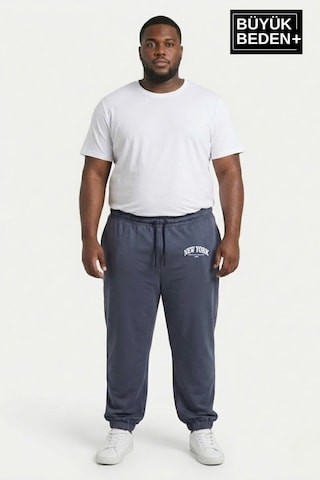 Süperlife Erkek Büyük Beden New York Baskılı Paça Lastikli Rahat Kesim Jogger İnce Eşofman Altı Spr26bea951-5 Koyu Mavi