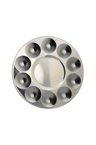 Rich Palet Yuvarlak Büyük Boy Paslanmaz Metal 10 Gödeli 17cm Ebat