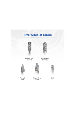 Symbee 5 Adet Tungsten Carbide Çift Kesim Freze Ucu Seti - 8mm Uç, 6mm Sap - Ahşap İşleme Ve Gravür İçin