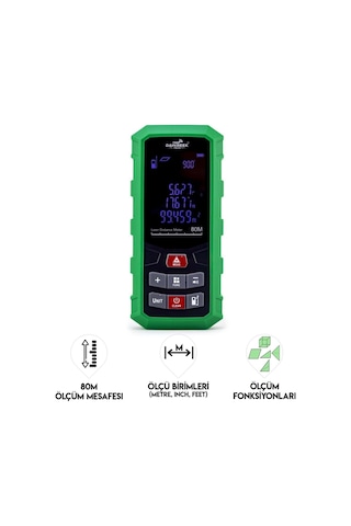 Dawreek Mesafe Ölçer H01 Green 80 Metre Dijital El Tipi Mesafe Ölçüm Cihazı