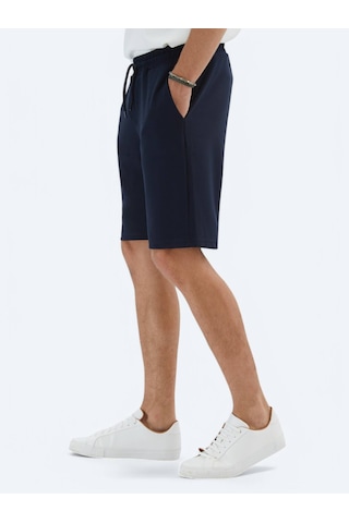 Lacivert Düz Örme Jogging Fit Spor Bermuda Lacivert