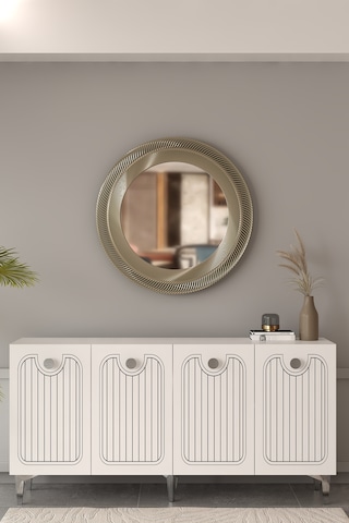 Aurelia Konsol Çok Amaçlı Dolap 150 Cm Beyaz - Gümüş