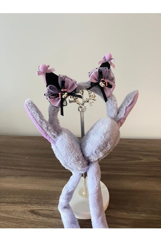 Kuromi Kadın/kız Hareketli Ve Sesli Peluş Kulaklık Lila