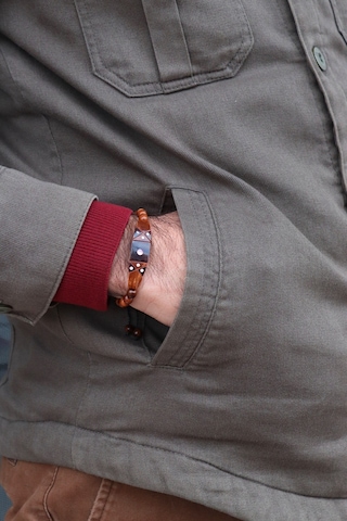 Pembe Zirkon Kahverengi Kuka Erkek Bileklik 201022769 Çok Renkli