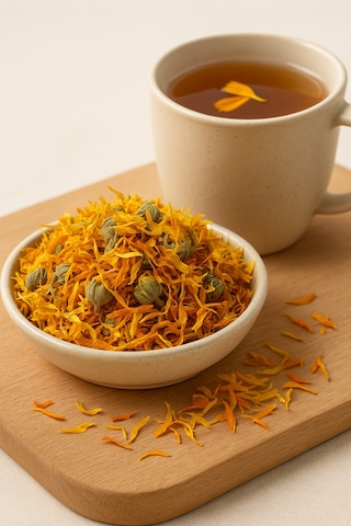 Aynısefa Çiçeği Calendula Officinalis Kurutulmuş Doğal Bitki Çayı Ve Cilt Bakım Desteği