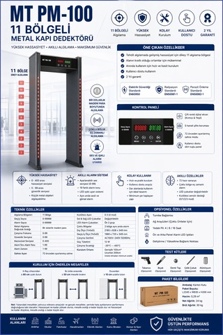 Melitime Mt Pm-100 Metal Kapı Dedektörü-11 Bölgeli