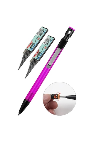 Pembe Kalın Uçlu Kalem 2.0 Mm 1 Adet Ve 2.0 Mm Kalın Uç Siyah 2 Adet Ruedo Kalın Uçlu Mekanik Kalem Açık Mavi
