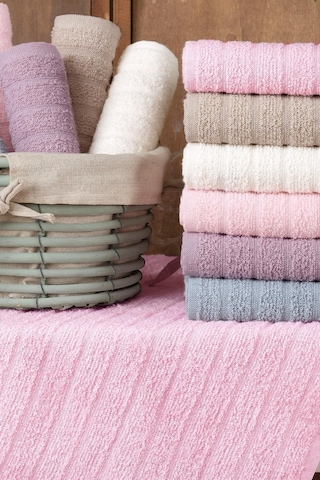 ZeynepTekstil Path 12'li 30x50 Cm El Ve Yüz Havlu Seti Mutfak Havlusu Pembe