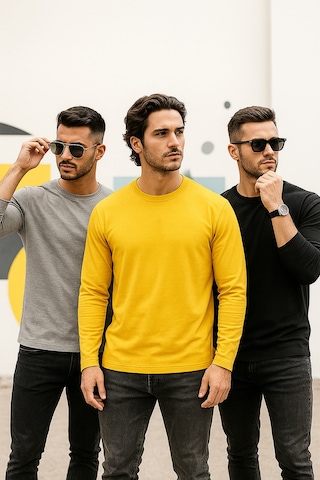 Rich Erkek Sarı-siyah-grimelanj 3'lü Paket Basic Uzun Kollu Body Sarı-siyah-grimelanj