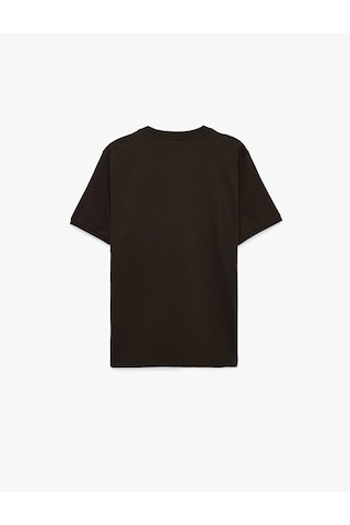 Koton Regular Fit Kısa Kollu Bisiklet Yaka Pamuklu Baskılı Tişört Kahverengi 6sam10273mk Kahve