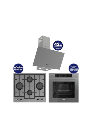 Chef Edition Turbolu Gri 3'lü QBL62CPR-LN388-D088SA Ankastre Set
