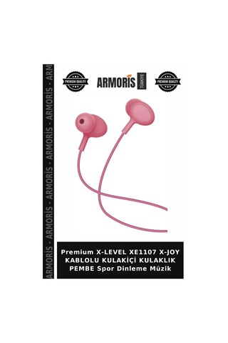 Premium X-level Xe1107 X-joy Kablolu Kulakiçi Kulaklık Pembe Spor Dinleme Müzik