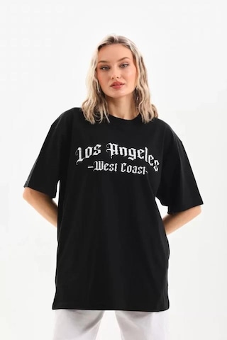 Mareandpanda Unisex Baskılı Oversize T-shirt - Siyah