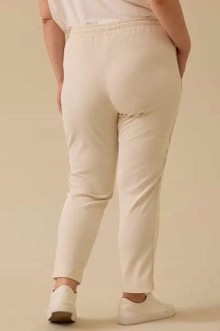 Kadın Büyük Beden Fitilli Bilek Boy Pantolon - Bej 4358892