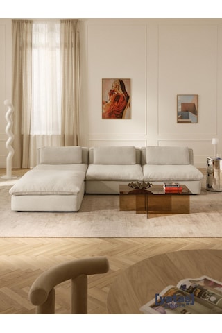 Most Mollirest 4 Modül Köşe 01 Kırık Beyaz Keten Kumaş Silikon Do