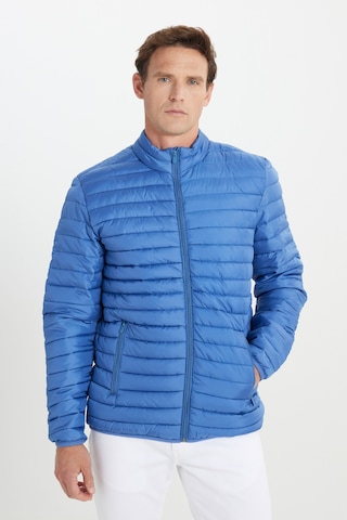 AC&Co / Altınyıldız Classics Erkek Mavı Sıcak Tutan Standart Fit Normal Kesim Dik Yaka Yan Cepli Mont Mavi