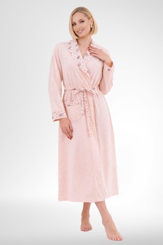 Mecit Pijama Mecit 6318 Pudra Büyük Beden Kadın Sabahlık Pijama Gecelik Set Pudra