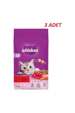 Whiskas Biftekli Kuru Kedi Maması 1,4 Kg 3 Adet Whiskas Biftekli Kuru Kedi Maması 1,4 Kg 3 Adet