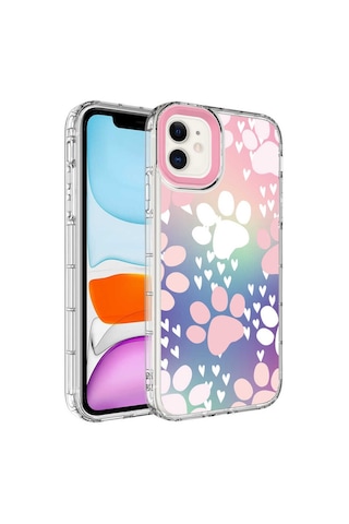 Apple Uyumlu iPhone 12 Kamera Korumalı Renkli Desenli Sert Silikon Zore Korn Kapak
